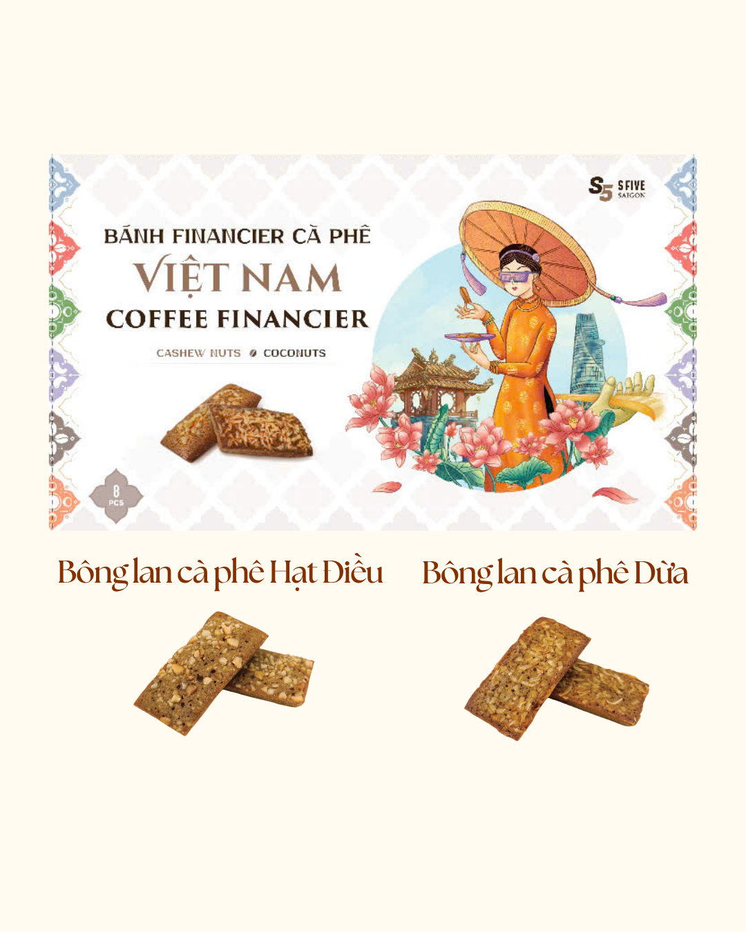 HỘP BÁNH BÔNG LAN CÀ PHÊ VIỆT NAM